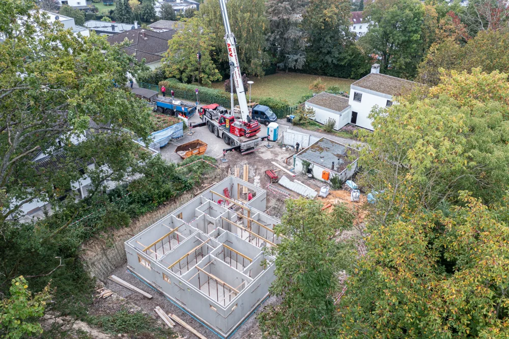 Baudokumentation einer Baustelle im Saarland aus der Luft